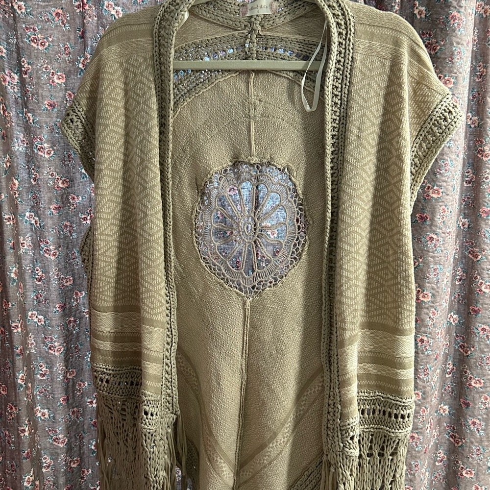 Altar'd State Tan Crochet Cardigan
